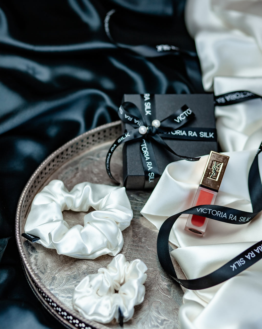 Luxury 22mm Mulberry Silk Hair Scrunchies, 2 Piece Set - Big & Medium