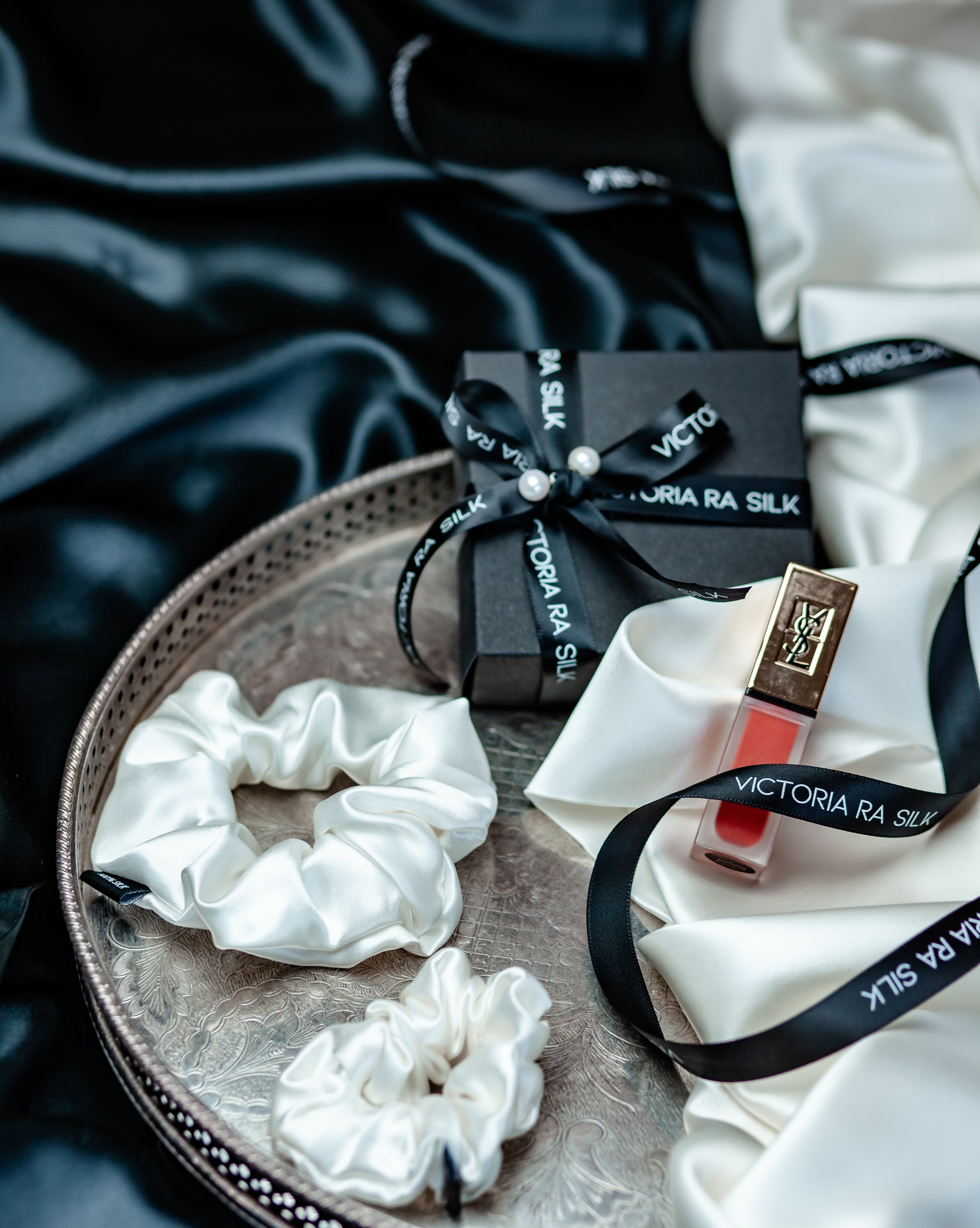 Luxury 22mm Mulberry Silk Hair Scrunchies, 2 Piece Set - Big & Medium