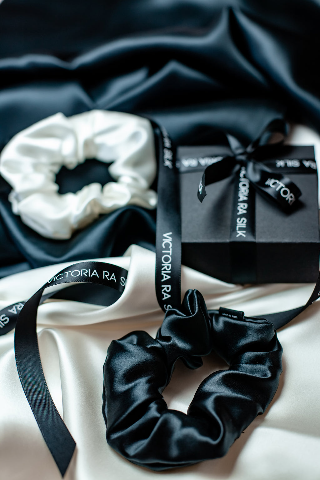 Luxury 22mm Mulberry Silk Hair Scrunchies, 2 Piece Set - Big & Medium