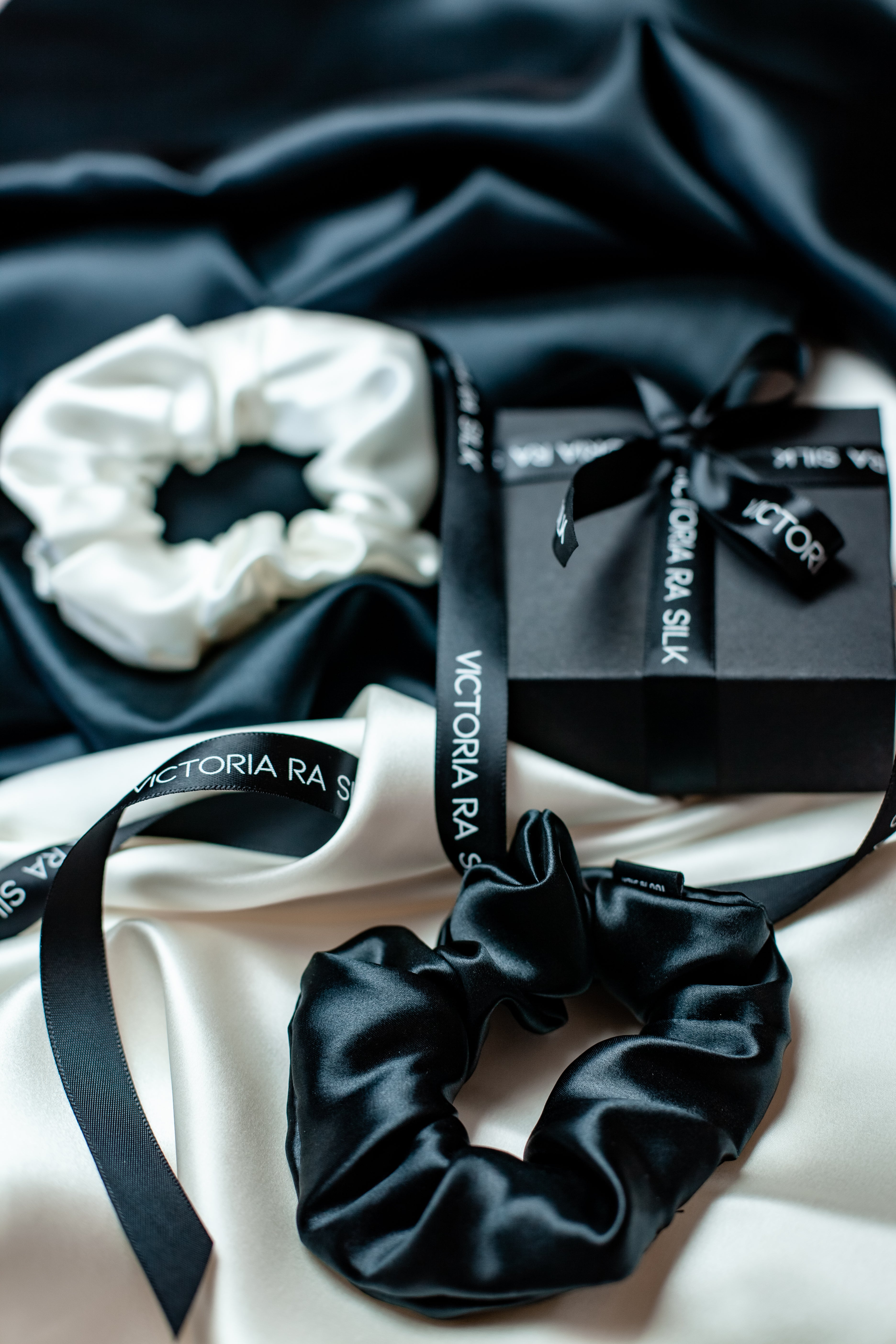 Luxury 22mm Mulberry Silk Hair Scrunchies, 2 Piece Set - Big & Medium