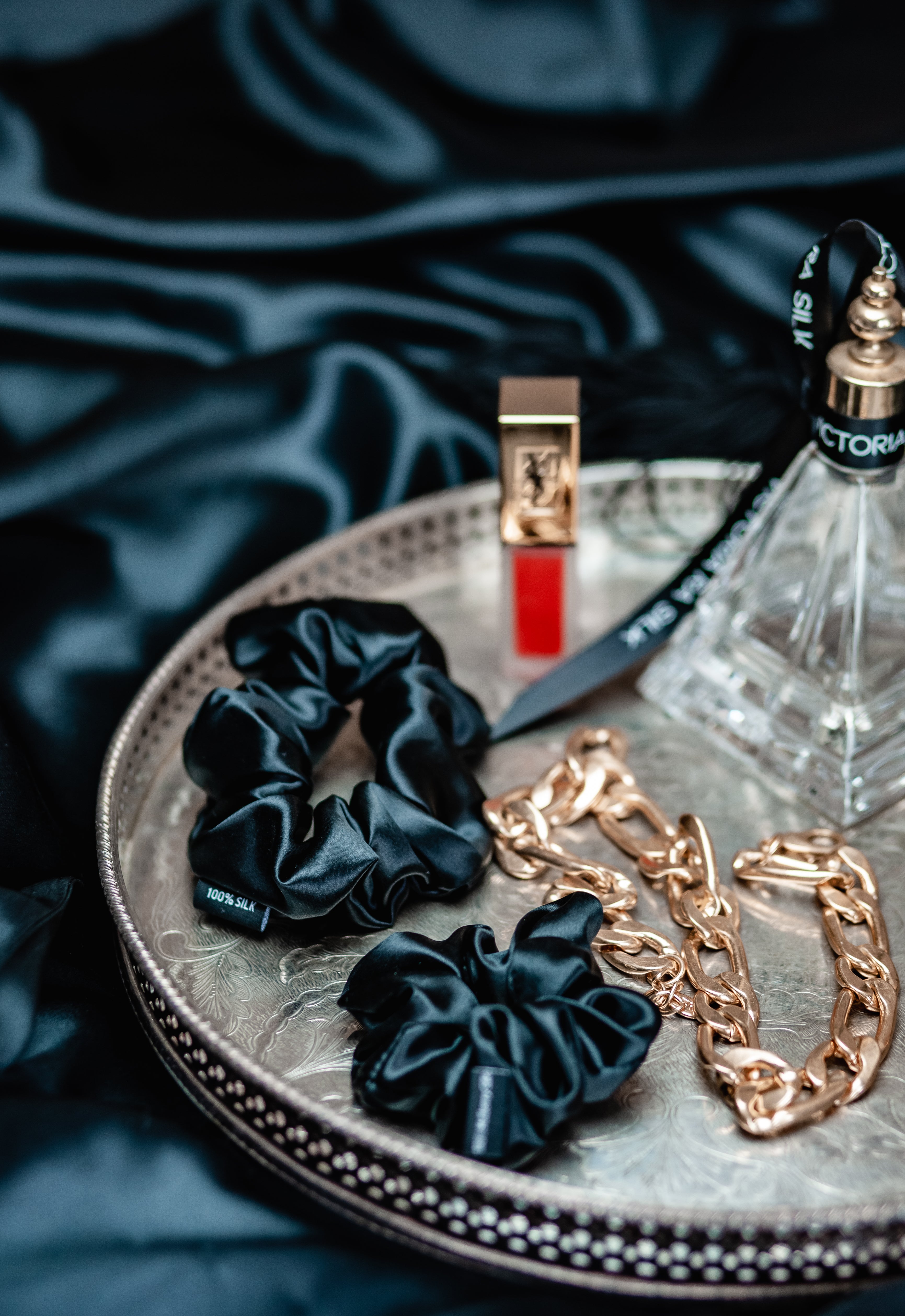 Luxury 22mm Mulberry Silk Hair Scrunchies, 2 Piece Set - Big & Medium