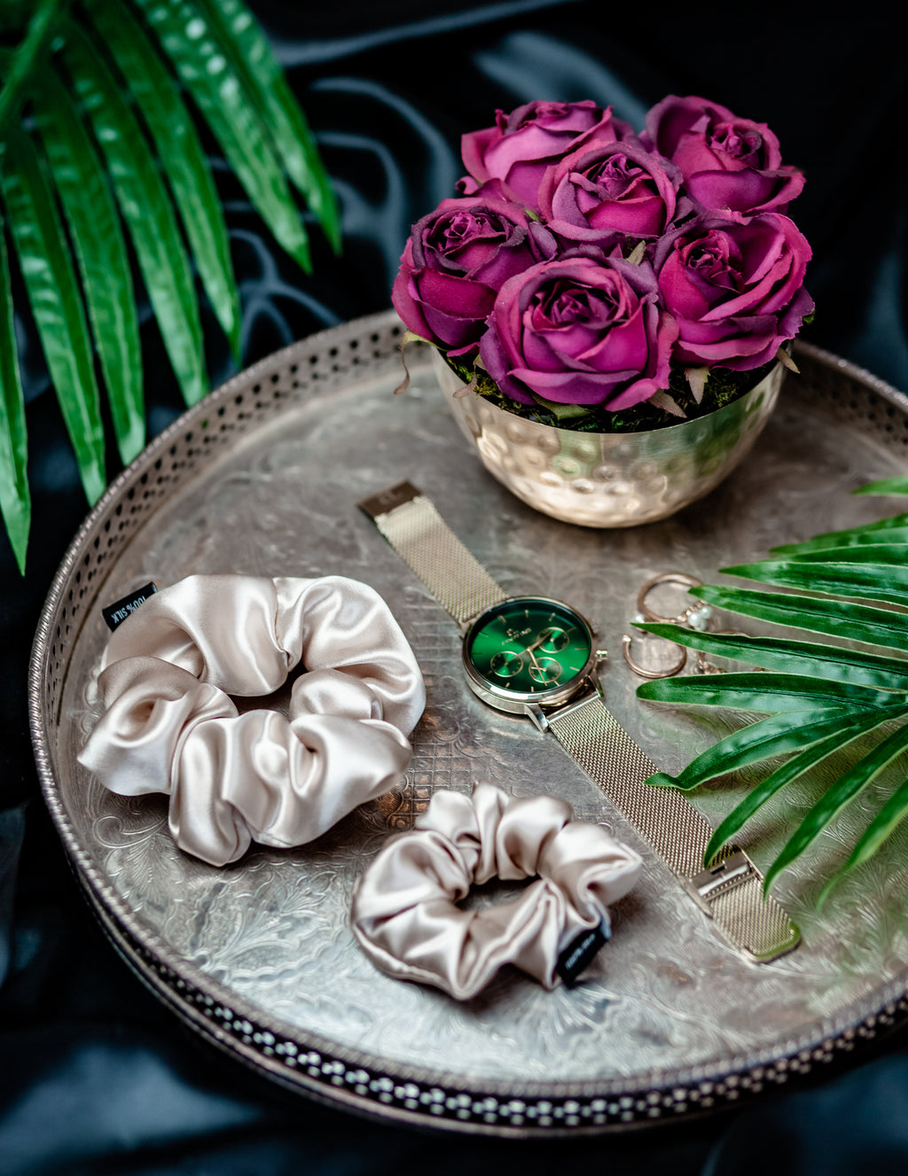 Luxury 22mm Mulberry Silk Hair Scrunchies, 2 Piece Set - Big & Medium