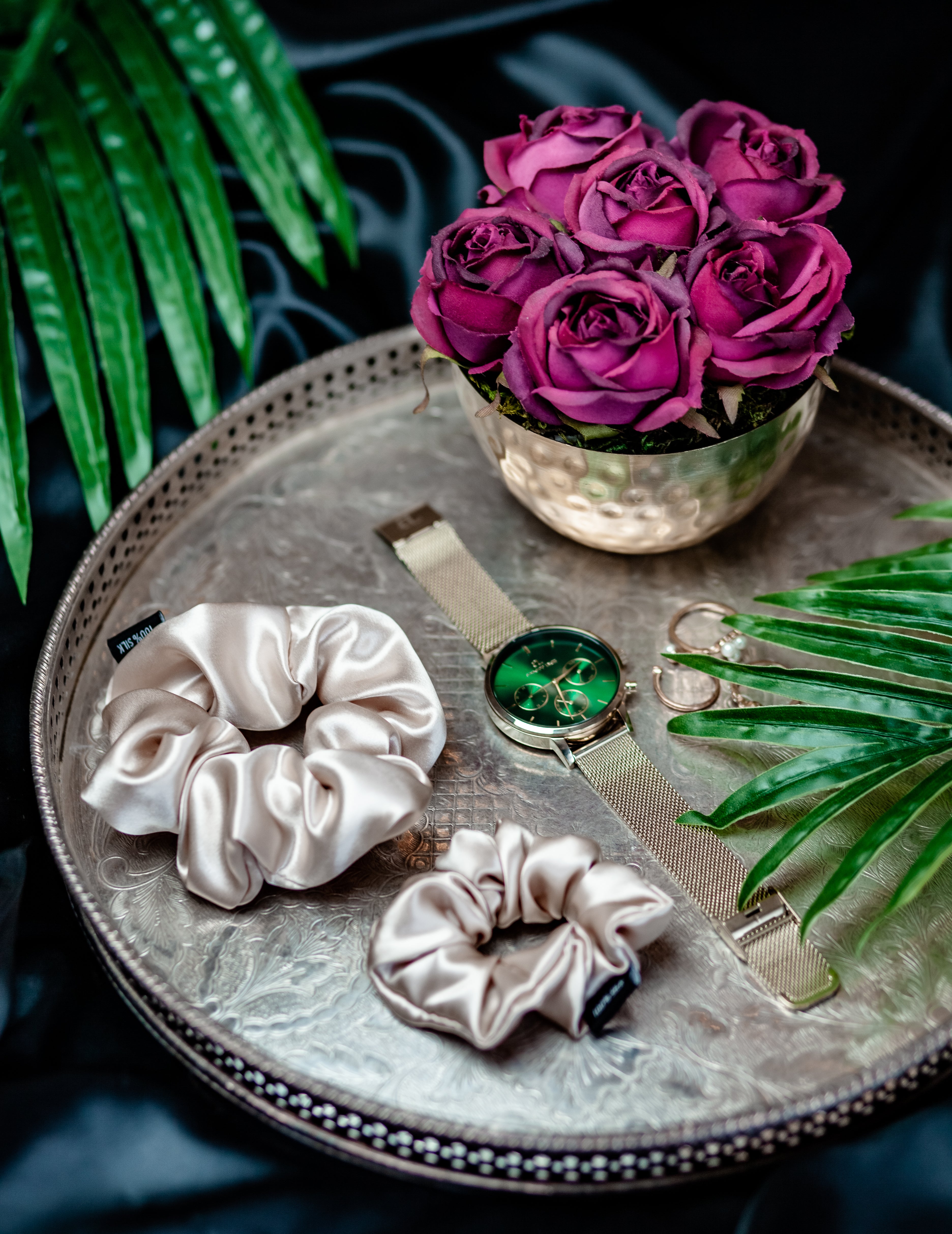 Luxury 22mm Mulberry Silk Hair Scrunchies, 2 Piece Set - Big & Medium